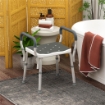 SGABELLO PER DOCCIA REGOLABILE CON BRACCIOLI E FORI DI DRENAGGIO IN ALLUMINIO, 52X45X57-69 CM, GRIGIO