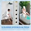 SGABELLO PER DOCCIA REGOLABILE CON BRACCIOLI E FORI DI DRENAGGIO IN ALLUMINIO, 52X45X57-69 CM, GRIGIO