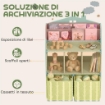 SCAFFALE PORTAGIOCHI BAMBINI IN LEGNO FSC, 2 CONTENITORI RIMOVIBILI IN TESSUTO E RIPIANI, PER CAMERETTA, VERDE