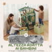 SCAFFALE PORTAGIOCHI BAMBINI IN LEGNO FSC, 2 CONTENITORI RIMOVIBILI IN TESSUTO E RIPIANI, PER CAMERETTA, VERDE