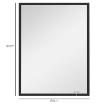 SPECCHIO DA PARETE RETTANGOLARE CON GANCI, IN VETRO E MDF, 60X80 CM, NERO