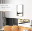 SPECCHIO DA PARETE RETTANGOLARE CON GANCI, IN VETRO E MDF, 60X80 CM, NERO