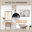 SPECCHIO DA PARETE RETTANGOLARE CON GANCI, IN VETRO E MDF, 60X80 CM, NERO