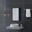 SPECCHIO DA PARETE RETTANGOLARE CON GANCI, IN VETRO E MDF, 60X80 CM, NERO