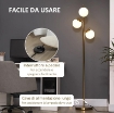 LAMPADA DA TERRA MODERNA CON 3 PUNTI LUCE IN ACCIAIO E VETRO Ø27X159CM ORO