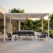 PERGOLA RETRATTILE MOTORIZZATA 3 X 3 X 2,5 MT CON LED - COLORE BIANCO 