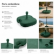 SUPPORTO BASE OMBRELLONE DA GIADINO IN PP 45 X 45 X 16 CM COLORE VERDE - 18L