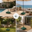 SUPPORTO BASE OMBRELLONE DA GIADINO IN PP 45 X 45 X 16 CM COLORE VERDE - 18L