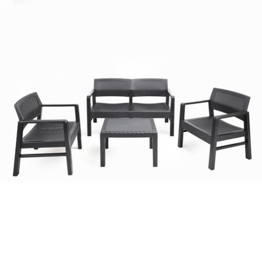 SET MOREEA DA GIARDINO EFFETTO RATTAN IN COLORE ANTRACITE