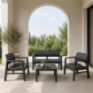 SET MOREEA DA GIARDINO EFFETTO RATTAN IN COLORE ANTRACITE