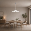 LAMPADA A SOSPENSIONE  ISABELLA D45 1XE27 MONTATURA TRASPARENTE-CROMO VETRO LASTRA BIANCO Ø49-H.14-L.100 CM