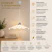 LAMPADA A SOSPENSIONE  ISABELLA D45 1XE27 MONTATURA TRASPARENTE-CROMO VETRO LASTRA BIANCO Ø49-H.14-L.100 CM