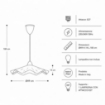 LAMPADA A SOSPENSIONE  ISABELLA D45 1XE27 MONTATURA TRASPARENTE-CROMO VETRO LASTRA BIANCO Ø49-H.14-L.100 CM