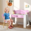 SET SCRIVANIA PER BAMBINI CON CASSETTO E SEDIA CON SCHIENALE A ORSETTO, ETÓ 3-8 ANNI, ROSA