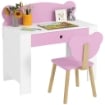 SET SCRIVANIA PER BAMBINI CON CASSETTO E SEDIA CON SCHIENALE A ORSETTO, ETÓ 3-8 ANNI, ROSA