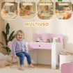 SET SCRIVANIA PER BAMBINI CON CASSETTO E SEDIA CON SCHIENALE A ORSETTO, ETÓ 3-8 ANNI, ROSA