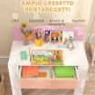 SET SCRIVANIA PER BAMBINI CON CASSETTO E SEDIA CON SCHIENALE A ORSETTO, ETÓ 3-8 ANNI, ROSA
