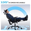 SEDIA DA UFFICIO ERGONOMICA E TRASPIRANTE CON SUPPORTO LOMBARE DINAMICO E POGGIAPIEDI, 73X75X120-128 CM, NERO