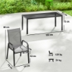 SET DA ESTERNO 9PZ CON 8 SEDIE IMPILABILI IN TEXTELINE E TAVOLINO DA CAFFÞ CON PIANO IN VETRO, GRIGIO CHIARO