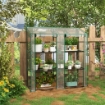 SERRA DA GIARDINO CON COPERTURA IN PE, 6 MENSOLE E 2 PORTE AVVOLGIBILI, 143X46X151CM, TRASPARENTE
