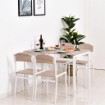 SET DA PRANZO TAVOLO E 4 SEDIE IN METALLO E MDF BIANCO E LEGNO