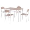 SET DA PRANZO TAVOLO E 4 SEDIE IN METALLO E MDF BIANCO E LEGNO