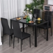 SET TAVOLO IN METALLO E VETRO CON 4 SEDIE IMBOTTITE NERO