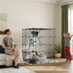 GABBIA PER GATTI MODULABILE A 4 LIVELLI CON PIATTAFORME RAMPE E 5 PORTE IN ACCIAIO E PP 105X105X140 CM NERO