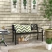 PANCHINA DA GIARDINO A 2 POSTI IN ACCIAIO CON SCHIENALE DECORATO E BRACCIOLI, 125X50X75CM, NERO
