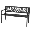 PANCHINA DA GIARDINO A 2 POSTI IN ACCIAIO CON SCHIENALE DECORATO E BRACCIOLI, 125X50X75CM, NERO