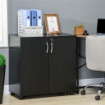 MOBILE UFFICIO PORTADOCUMENTI MULTIUSO CON SERRATURA, 2 ANTE E MENSOLA INTERNA, 80X40X80 CM, NERO