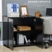MOBILE UFFICIO PORTADOCUMENTI MULTIUSO CON SERRATURA, 2 ANTE E MENSOLA INTERNA, 80X40X80 CM, NERO