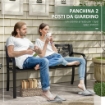 PANCHINA DA GIARDINO 2 POSTI IN ACCIAIO CON SCHIENALE DECORATO E BRACCIOLI, 127X50X75CM, NERO
