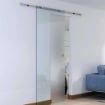 PORTA SCORREVOLE IN VETRO SMERIGLIATO E BINARIO IN ALLUMINIO, 77.5X205CM