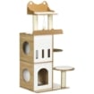 ALBERO PER GATTI IN MDF CON TIRAGRAFFI PER GATTI, 2 CASETTE PER GATTI, POSATOI E PALLINA DA GIOCO, 60X48X133 CM