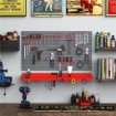 CONTENITORE PORTAUTENSILE CON 50 GANCI MONTAGGIO A MURO ROSSO GRIGO 54PZ 