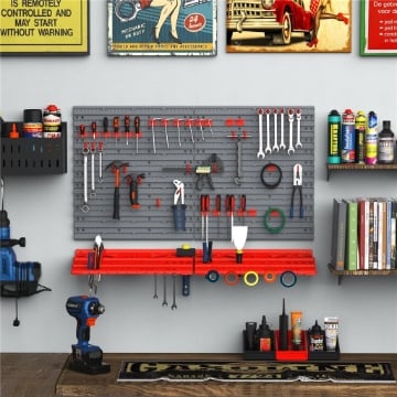 CONTENITORE PORTAUTENSILE CON 50 GANCI MONTAGGIO A MURO ROSSO GRIGO 54PZ 