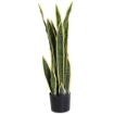 SANSEVERIA ARTIFICIALE PIANTA DA ESTERNO E INTERNO CON VASO DECORATIVO REALISTICA VERDE E GIALLO 15CM X 80CM