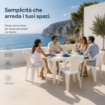 SET 6 SEDIE DA GIARDINO KORA IN POLIPROPILENE COLORE BIANCO 55 X 54 X 82 CM
