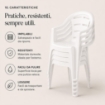 SET 4 SEDIE DA GIARDINO MOYO IN POLIPROPILENE COLORE BIANCO 54 X 56 X 81 CM