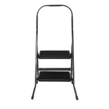 SGABELLO MARA CON 2 GRADINI IN FERRO NERO - PESO MAX 150KG