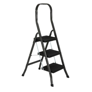 SGABELLO MARA CON 3 GRADINI IN FERRO NERO - PESO MAX 150KG
