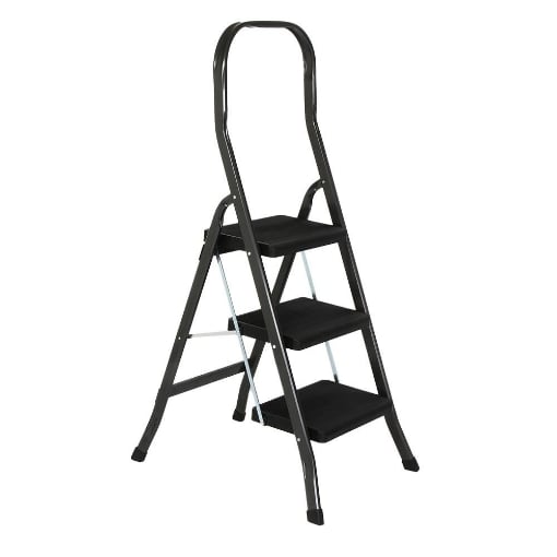 SGABELLO MARA CON 3 GRADINI IN FERRO NERO - PESO MAX 150KG