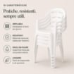SET 6 SEDIE DA GIARDINO MOYO IN POLIPROPILENE COLORE BIANCO 54 X 56 X 81 CM