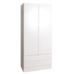 ARMADIO IN LEGNO A 2 ANTE E 2 CASSETTI COLORE BIANCO OPACO 184X81,9X46,2 CM