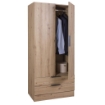 ARMADIO IN LEGNO A 2 ANTE E 2 CASSETTI COLORE ROVERE ARTISAN 184X81,9X46,2 CM