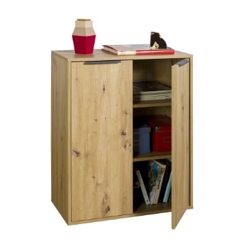 MOBILETTO BASSO IN LEGNO CON 2 ANTE COLORE ROVERE ARTISAN 87X72X35 CM