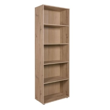 LIBRERIA IN LEGNO CON 5 RIPIANI COLORE ROVERE ARTISAN 200X68X35 CM