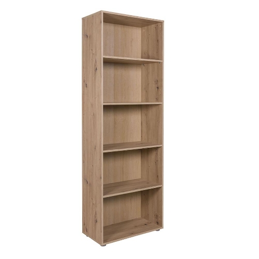 LIBRERIA IN LEGNO CON 5 RIPIANI COLORE ROVERE ARTISAN 200X68X35 CM