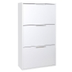 SCARPIERA IN LEGNO CON 3 ANTE A RIBALTA DOPPIA PROFONDITÀ COLORE BIANCO OPACO 119X65X24 CM